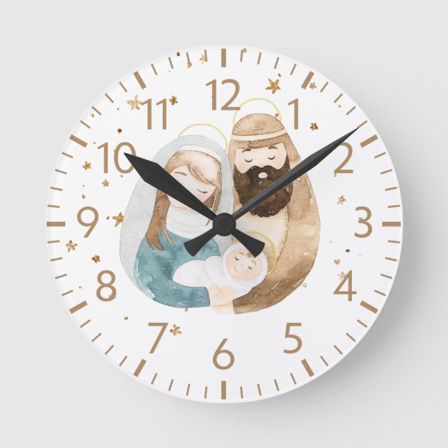 Reloj Redondo Mediano Nativity Christmas Wall Clock Home Decor (Anverso)