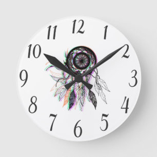 Reloj Redondo Mediano Nativo americano artístico moderno Dreamcatcher