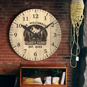 Reloj Redondo Mediano Naturaleza de la Madera Rústica Familia Cabina Nom
