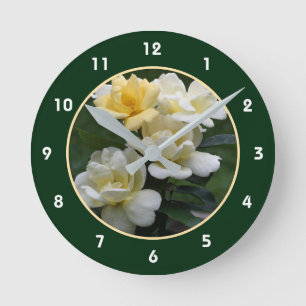 Reloj Redondo Mediano Naturaleza de las rosas amarillas de bonito