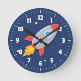 Reloj Redondo Mediano Nave Espacial Colorida, Espacio Exterior, Para Hab