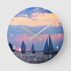 Reloj Redondo Mediano Navegar al atardecer
