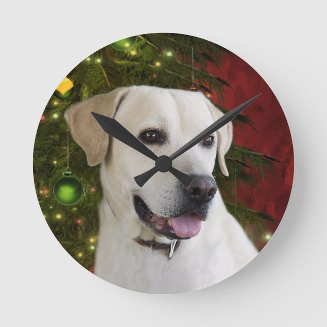 Reloj Redondo Mediano Navidad amarillo del laboratorio (Anverso)