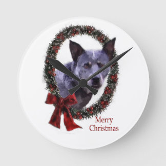 Reloj Redondo Mediano Navidad australiano del perro del ganado