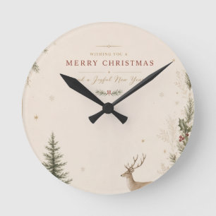 Reloj Redondo Mediano Navidad escandinava personalizada