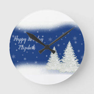 Reloj Redondo Mediano Navidades azules increíbles