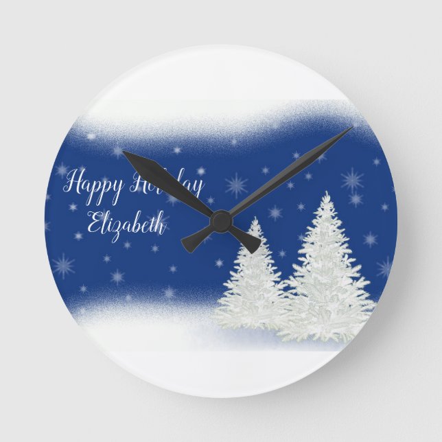 Reloj Redondo Mediano Navidades azules increíbles (Anverso)