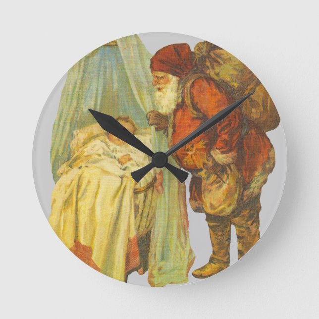 Reloj Redondo Mediano Navidades Baby Santa Clause Vintage (Anverso)
