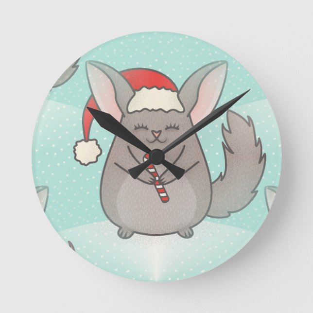 Reloj Redondo Mediano navidades chinchillas (Anverso)