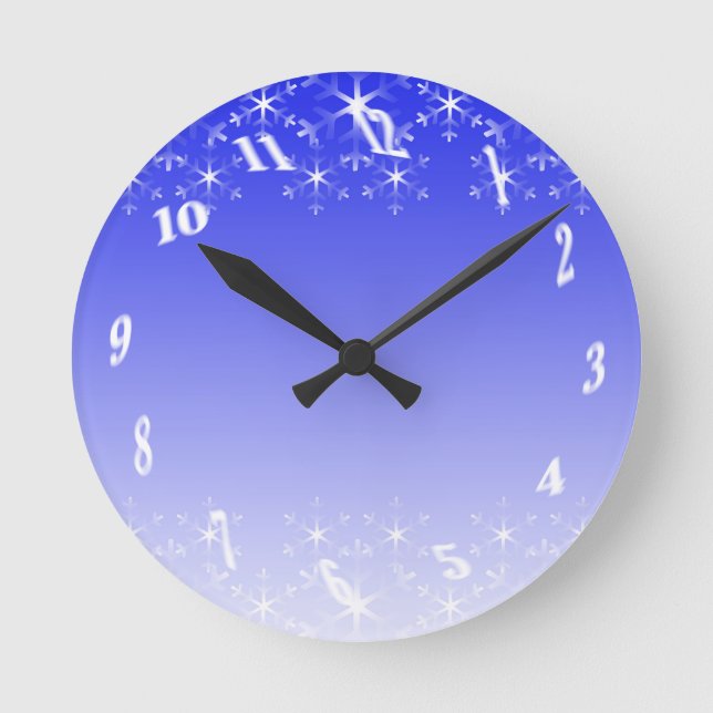 Reloj Redondo Mediano Navidades con copos de nieve (Anverso)