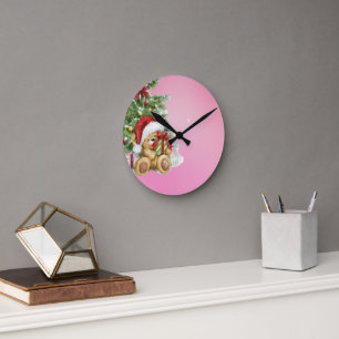 Reloj Redondo Mediano Navidades con decoración presente y de árbol