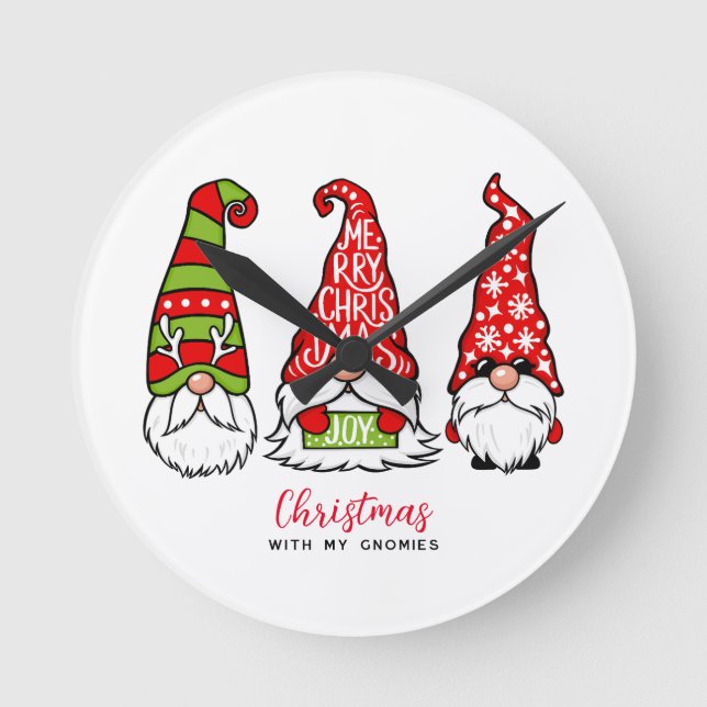 Reloj Redondo Mediano Navidades con mis gnomos (Anverso)
