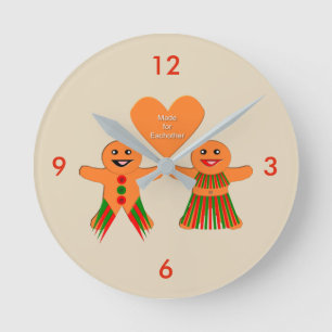 Reloj Redondo Mediano Navidades Cuidados Gingerbread Pareja
