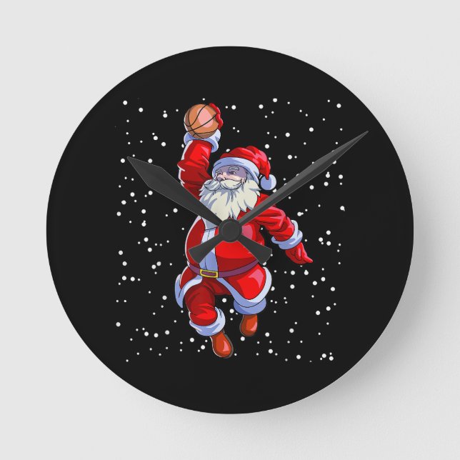 Reloj Redondo Mediano Navidades de baloncesto hombres camisetas niños ba (Anverso)