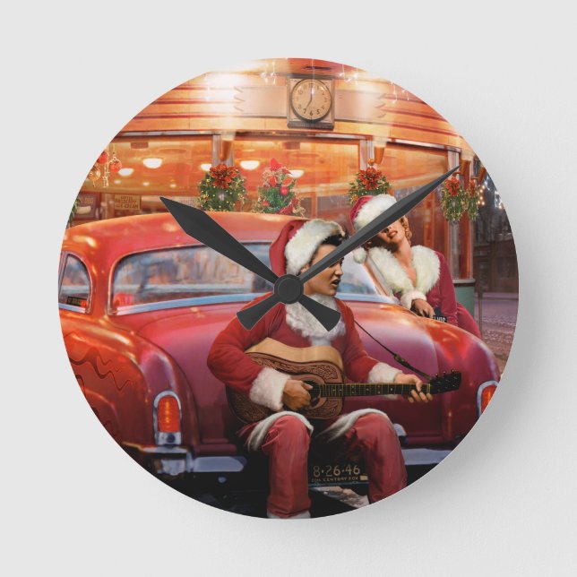 Reloj Redondo Mediano Navidades de Elvis y Marilyn (Anverso)