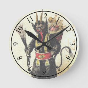 Reloj Redondo Mediano Navidades de feriado malvados Krampus Scary Demon