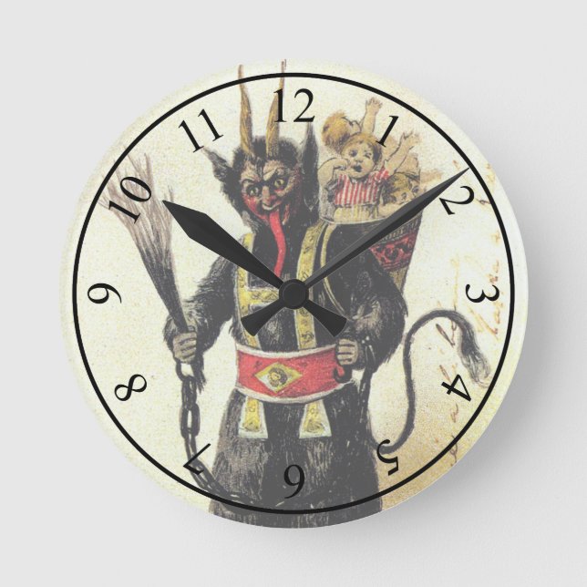 Reloj Redondo Mediano Navidades de feriado malvados Krampus Scary Demon (Anverso)