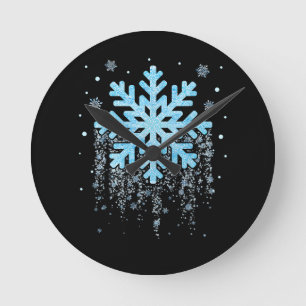 Reloj Redondo Mediano Navidades de invierno con traje de copo de nieve c