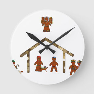 Reloj Redondo Mediano navidades de la natividad del pan de jengibre