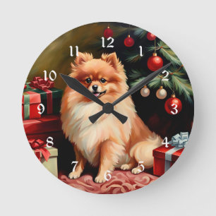 Reloj Redondo Mediano Navidades de Pomerania