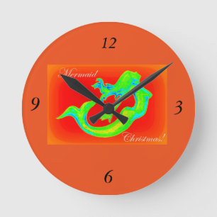 Reloj Redondo Mediano navidades de sirenas rojas