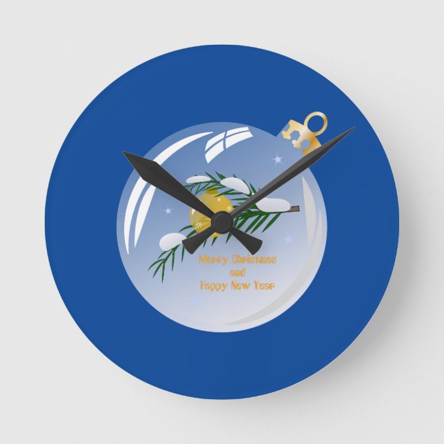 Reloj Redondo Mediano Navidades decorados se ramifican en baudible (Anverso)