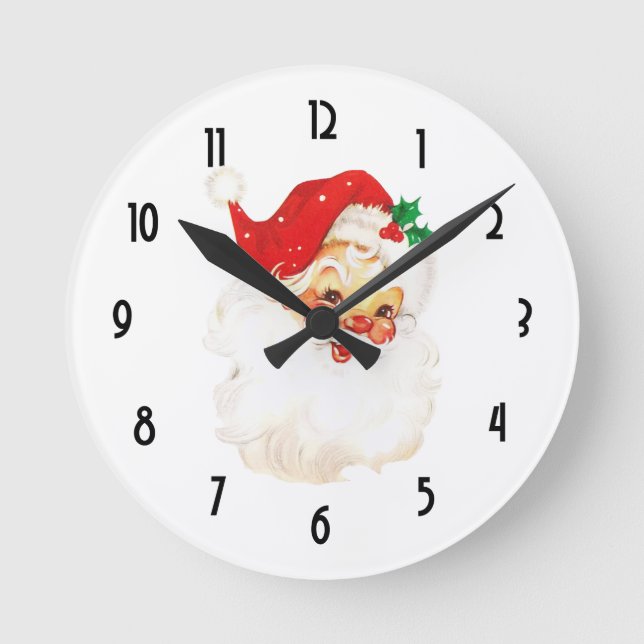 Reloj Redondo Mediano Navidades del Viejo Retro Jolly Papá Noel (Anverso)