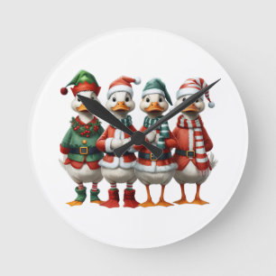 Reloj Redondo Mediano Navidades Duck Family Festious Decor