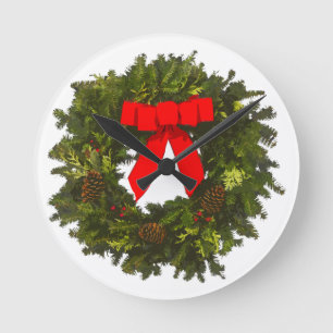 Reloj Redondo Mediano Navidades escribieron con los pimientos y el arvej