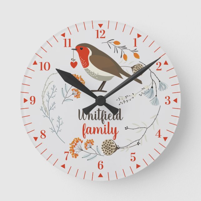 Reloj Redondo Mediano Navidades familiares de vacaciones Cabina Rústica (Anverso)