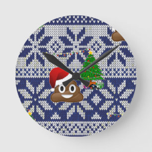 Reloj Redondo Mediano navidades feos suéter poop emoji