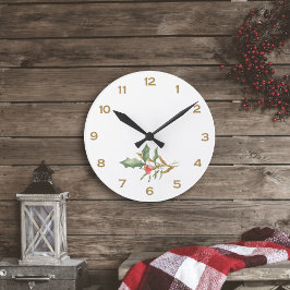 Reloj Redondo Mediano Navidades festivos simplemente diseño botánico