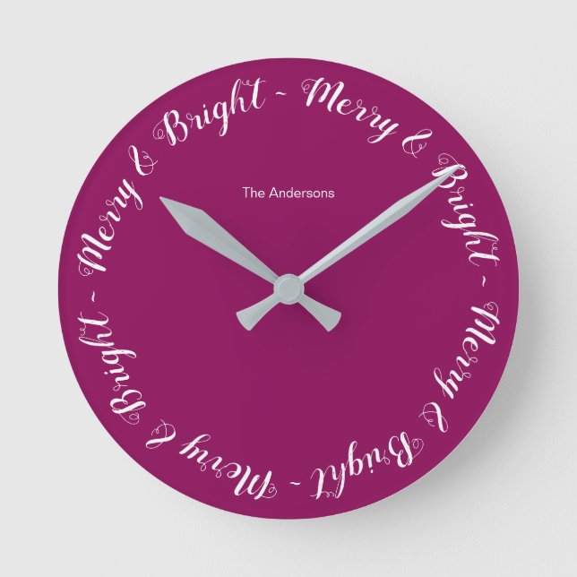 Reloj Redondo Mediano Navidades festivos simples turquesa y brillantes (Anverso)