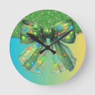 Reloj Redondo Mediano Navidades Fiesta Drip Bling Festividad Feliz Navid