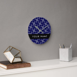 Reloj Redondo Mediano Navidades Garland, Blue, Su nombre, Personalizar