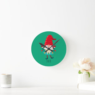 Reloj Redondo Mediano Navidades Gnome portando Navidades Luces