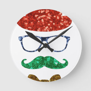 Reloj Redondo Mediano navidades hipster bigote