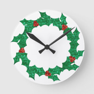 Reloj Redondo Mediano navidades holly wreath