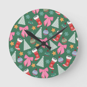 Reloj Redondo Mediano Navidades inteligentes verdes