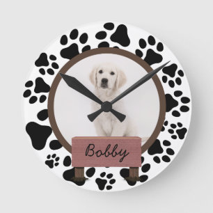 Reloj Redondo Mediano navidades lindos Personalizado de vacaciones Perro