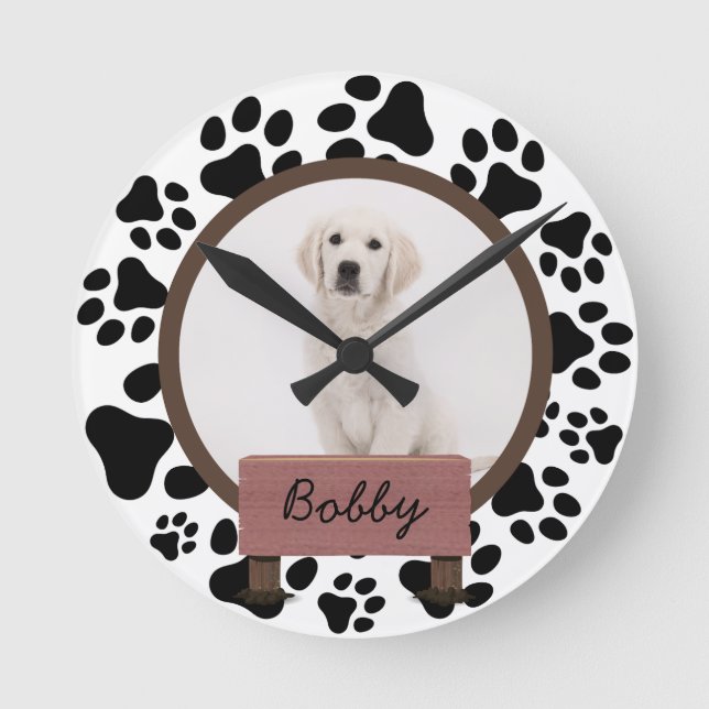Reloj Redondo Mediano navidades lindos Personalizado de vacaciones Perro (Anverso)