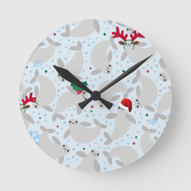 Reloj Redondo Mediano navidades manatee (Anverso)
