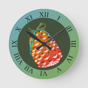 Reloj Redondo Mediano Navidades Pinecones