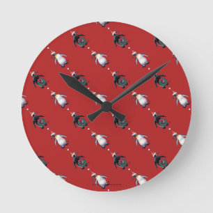 Reloj Redondo Mediano Navidades pingüinos