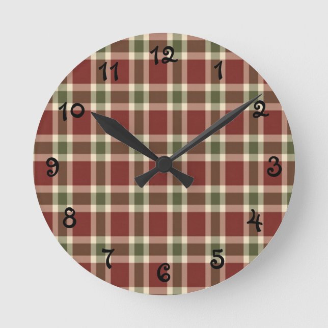 Reloj Redondo Mediano navidades-plaid (Anverso)