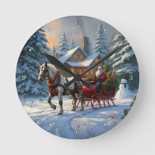 Reloj Redondo Mediano Navidades Sleigh Santa