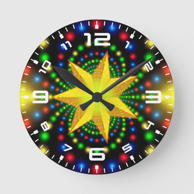 Reloj Redondo Mediano Navidades Star Fractal Design-29440 (Anverso)