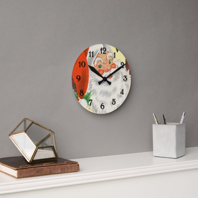 Reloj Redondo Mediano Navidades tradicionales de la Santa Cláusula Vinta (Oficina)