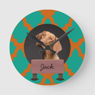 Reloj Redondo Mediano navidades verdes Personalizado de vacaciones Perro