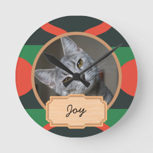 Reloj Redondo Mediano navidades verdes y rojos Personalizado de vacacion